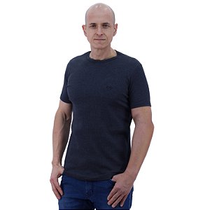 Camiseta Masculina Malha Canelada Tradicional MXD Conceito Mescla Preto