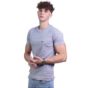 Camiseta Masculina Malha Canelada Tradicional MXD Conceito Cinza