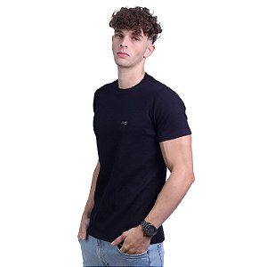 Camiseta Masculina Malha Trabalhada Tradicional MXD Conceito Preto