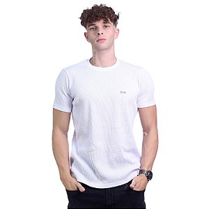 Camiseta Masculina Malha Trabalhada Tradicional MXD Conceito Branco