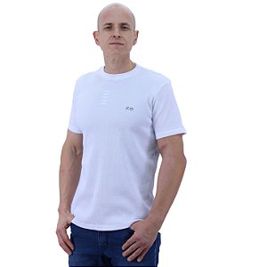 Camiseta Masculina Malha Trabalhada Tradicional MXD Conceito Branco