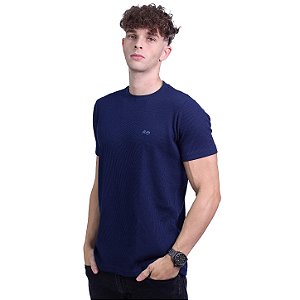 Camiseta Masculina Malha Trabalhada Tradicional MXD Conceito Azul Marinho