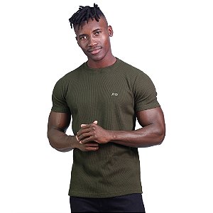 Camiseta Masculina Malha Trabalhada Tradicional MXD Conceito Verde Militar