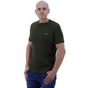 Camiseta Masculina Malha Trabalhada Tradicional MXD Conceito Verde Militar