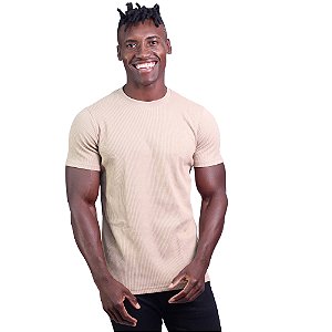 Camiseta Masculina Malha Trabalhada Tradicional MXD Conceito Bege