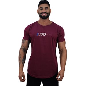Camiseta Longline Masculina Estampado MXD Conceito Logo Centralizada Bordô
