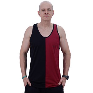 Regata Cavada Masculina Bicolor MXD Conceito Lisa Vermelho e Preto Meio-a-Meio