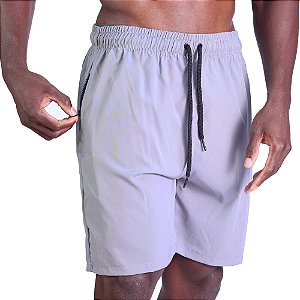 Bermuda em Tactel com Elastano Masculino MXD Conceito Bolso Com Ziper Cinza Claro