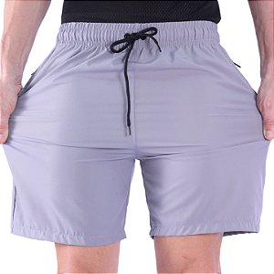 Bermuda em Tactel com Elastano Masculino MXD Conceito Bolso Com Ziper Cinza Claro