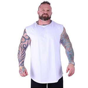 Regata Machão Longline Sem Manga Plus Size MXD Conceito 100% Algodão Branco