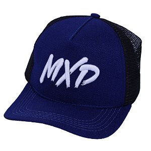 Boné Trucker Exclusivo MXD Conceito Masculino Estampado em Relevo Azul Marinho