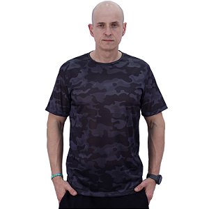 Camiseta Tradicional MXD Conceito Dry Fit 100% Poliéster Furadinho Camuflado Cinza