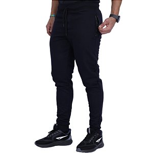Calça Moletom Careca Masculina com Zíper no Bolso MXD Conceito Preto