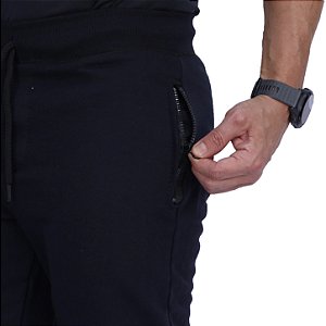 Calça Moletom Careca Masculina com Zíper no Bolso MXD Conceito Preto