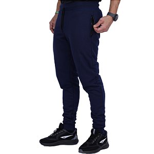 Calça Moletom Careca Masculina com Zíper no Bolso MXD Conceito Azul Marinho