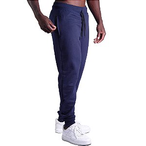 Calça Moletom Careca Masculina com Zíper no Bolso MXD Conceito Azul Marinho