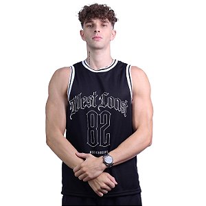 Regata Basquete Dry Masculina MXD Conceito West Coast 82 Preto