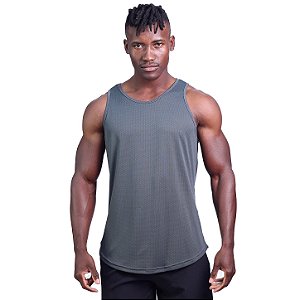 Regata Poliamida Cavada Longline Masculina Premium MXD Conceito Cinza Escuro