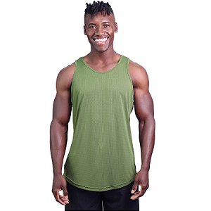 Regata Poliamida Cavada Longline Masculina Premium MXD Conceito Verde Oliva
