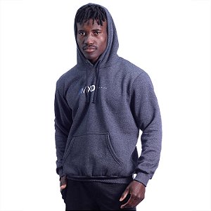 Blusa Moletom Peluciado Bolso Canguru e Capuz Grafite MXD Conceito Logo