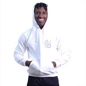 Blusa Moletom Peluciado Bolso Canguru e Capuz OFF White MXD Conceito Logo