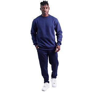 Conjunto De Moletom Basico Blusa Basic Sem Capuz e Calça Basic Com Bolso Masculina MXD Conceito Azul Marinho