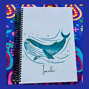 Caderno Baleia (com nome personalizado) (Tamanho A5)