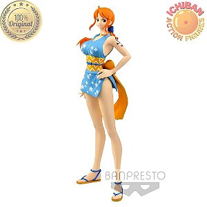 NAMI WANO KIMONO AZUL CLARO ONE PIECE GLITTER & GLAMOURS VER.2 BANPRESTO 100% ORIGINAL LACRADO