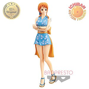 NAMI WANO KIMONO AZUL CLARO ONE PIECE DXF BANPRESTO 100% ORIGINAL LACRADA