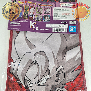 TOALHA GOKU SSJ TRAJE YARDRAT DRAGON BALL Z LETRA K ICHIBAN KUJI 100% ORIGINAL LACRADO