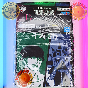 TOALHA ZORO E KING ONE PIECE BOTH WINGS DECIDING MATCH LETRA F ICHIBAN KUJI 100% ORIGINAL LACRADO
