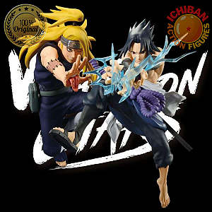 CONJUNTO SASUKE E DEIDARA BATTLE NARUTO SHIPPUDEN VIBRATION STARS BANPRESTO 100% ORIGINAL LACRADO