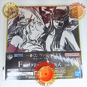 PÔSTER CAPA DURA NICO ROBIN TRANSFORMADA E BLACK MARIA ONE PIECE LETRA F ICHIBAN KUJI 100% ORIGINAL LACRADO