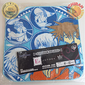 TOALHA AZUL CHARACTERS KINGDOM HEARTS LETRA E ICHIBAN KUJI 100% ORIGINAL LACRADO