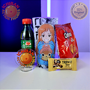 COPO NAMI COM CHOPPER ONE PIECE ICHIBAN ACTION FIGURES + SNACKS PACOTE BLACK