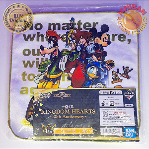 TOALHA DISNEY KINGDOM HEARTS 20TH ANNVERSARY LETRA F ICHIBAN KUJI BANDAI 100% ORIGINAL LACRADO