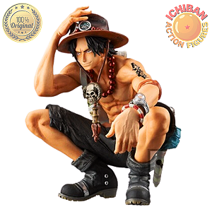 PORTGAS D. ACE AGACHADO ONE PIECE KING OF ARTIST BANPRESTO 100% ORIGINAL COM CAIXA