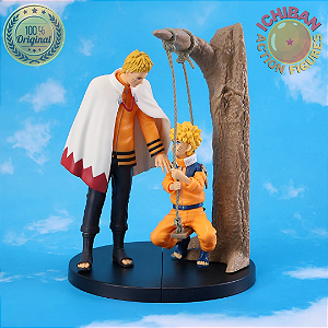 CONJUNTO UZUMAKI NARUTO HOKAGE COM UZUMAKI NARUTO KID NO BALANÇO BANPRESTO 100% ORIGINAL LACRADO