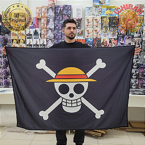 TOALHA BANDEIRA PIRATA ONE PIECE TAMANHO REAL BANDAI 100% ORIGINAL LACRADO