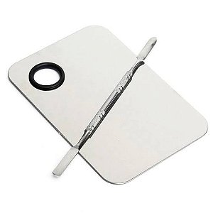 Placa de Inox com Espátula Para Maquiagem