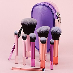 Kit Com 10 Mini Pincéis Com Estojo