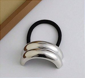Elástico Para Cabelo Com Metal Prata