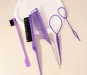 Kit Para Penteados e Acabamento Capilar 5 Peças