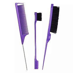 Kit Pente e Escovas para Acabamento Capilar 3 Peças