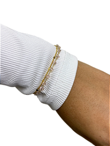 Pulseira Dourada Delicada com Cristais