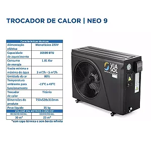 TROCADOR CALOR PISCINA NEO-09 - 30.500 BTUS - VIASOL
