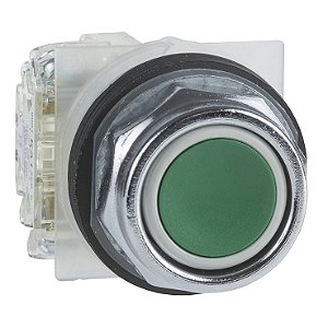 BOTÃO Ø30mm METÁLICO, RETORNO POR MOLA, VERDE, NA -  9001KR1GH5