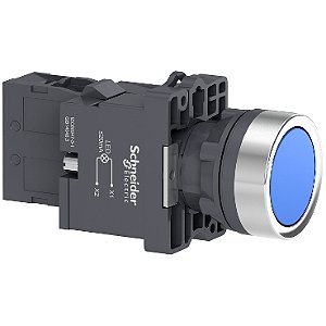 BOTÃO LUMINOSO Ø22mm PLÁSTICO, RETORNO POR MOLA, AZUL, NA, 220VCA - XA2EW36M1