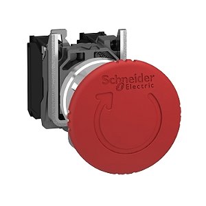 BOTÃO Ø22mm METÁLICO, EMERGÊNCIA, GIRAR PARA DESTRAVAR, COGUMELO Ø40mm, VERMELHO, 2NF - XB4BS8444