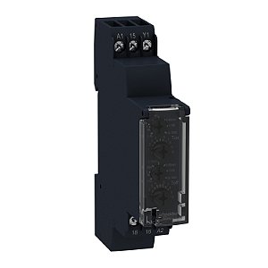 Relé temporizador modular, 8A, 1NAF, 0,1s...100h, função dupla - pulsos assimétricos, 24VCC / 24...240VCA - RE17RLMU